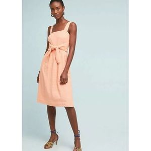 𝅺NWT Anthropologie Ingalla Tie Waist Dress Women size 16 peach summer plus size